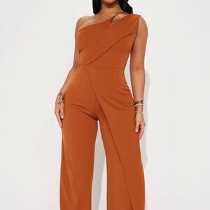 One Shoulder Jumpsuit - Cognac Size XL